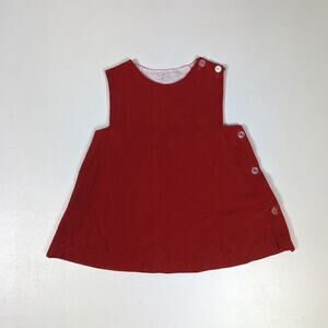 Vtg Dress Pinafore Girls Sz 24m Red Christmas Holiday School Simple Classic